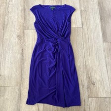 Lauren Ralph Lauren Dress 6 Purple Ruching Classic Party Career Elegant Cocktail