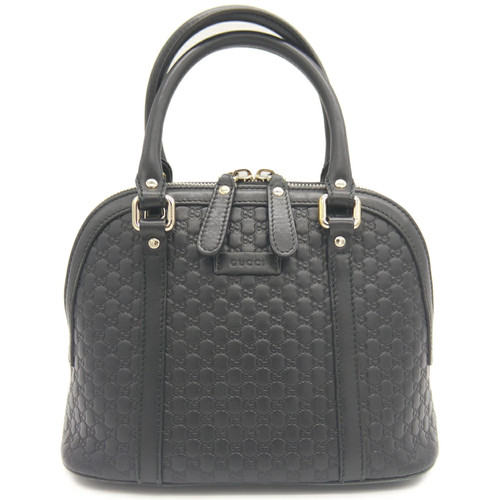 Used Gucci Micro Gg Handbag 2Way Shoulder Bag 449654 486628 Striped Leather Blac