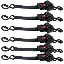 6pcs Retractable Ratchet Tie Down Straps 1.5 X 11.5 2200lbs Break Strength