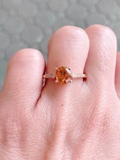 2Ct Oval Cut Simulated Citrine Solitaire Wedding Band Ring 14K Rose Gold Plated