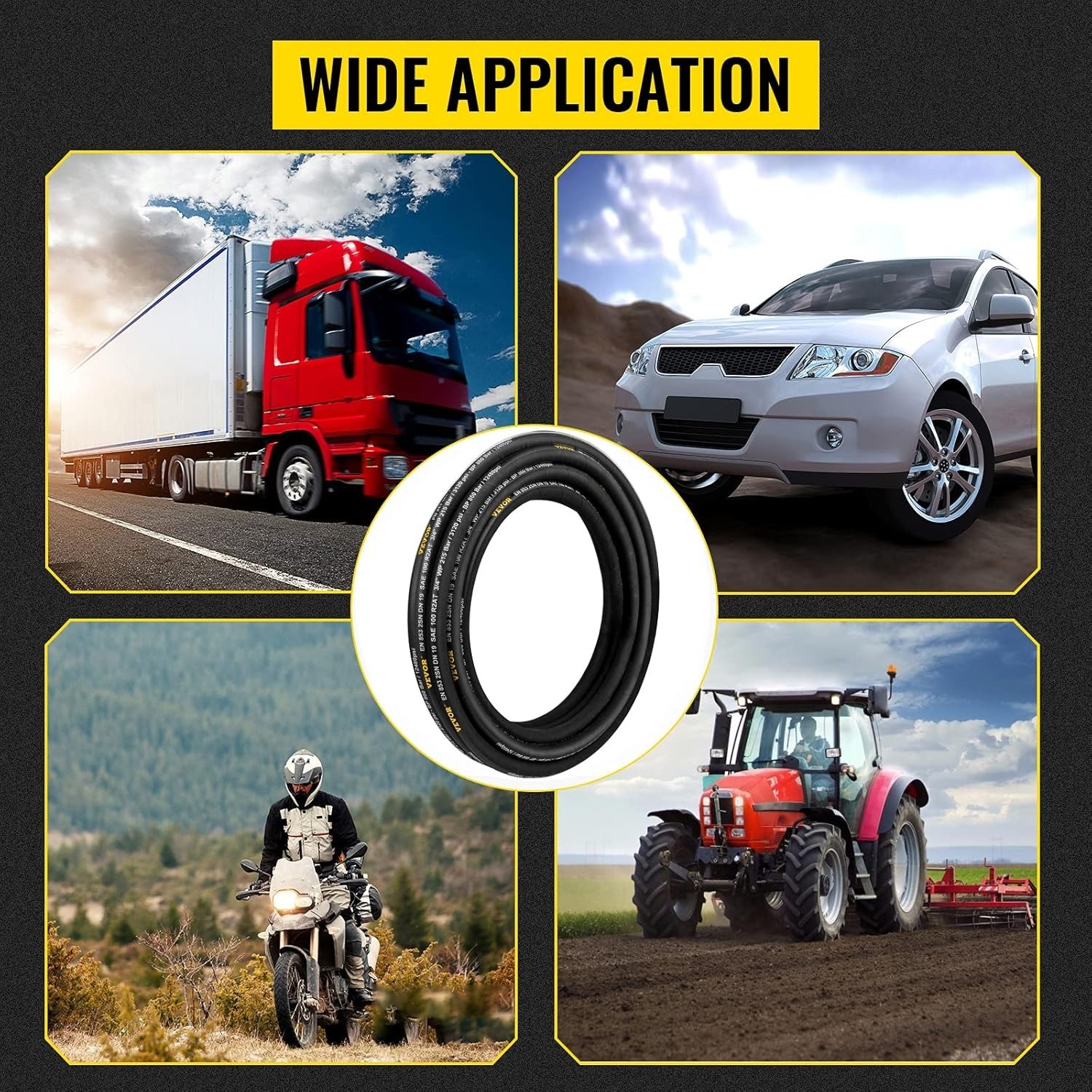 Coiled Hydraulic Oil Hose, 100 Ft, 2 Steel Wire Braid