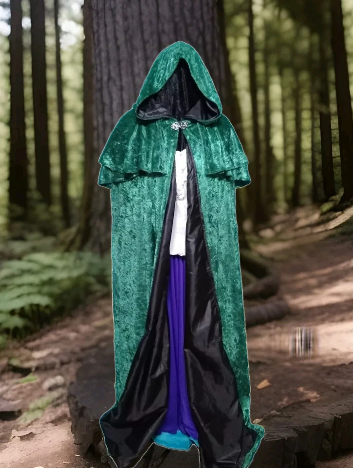 Panne Velvet Lined Cape Custom. Wiccan SCA Medieval RenFaire LARP Hooded S-4X - Image 2 of 4
