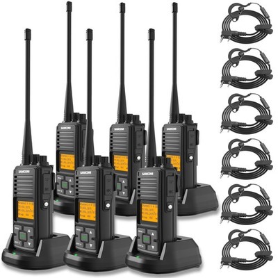SAMCOM FPCN10A-PRO 6 Pack 2W UHF Walkie Talkies 5 Mile Range 3000mAh