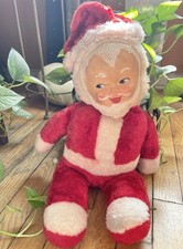 Vintage Plush Christmas Santa Doll With Rubber Face  Beard 21  Large