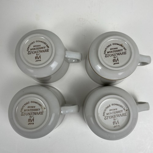 Brown Monterrey Stoneware Made In Japan 8 Oz Coffee/Tea Cups set of 4 Vintage - Picture 5 of 8