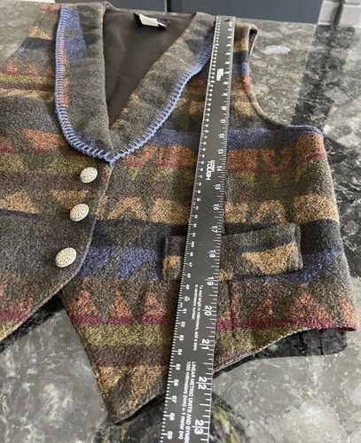 Vtg Roughrider Circle T Vest Wool Western Cowboy Southwest Aztec Sz Medium READ - Picture 11 of 21
