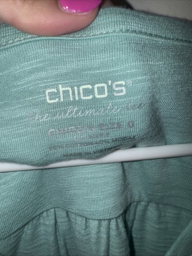 Chicos Ultimate Tee Womens Size 0 Teal Bule shirt Pull Over Top Short Sleeve - Picture 3 of 6