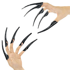 10 Pcs Long Finger Claws ,cuff design Adjustable Black Metal nail 10pcs balck