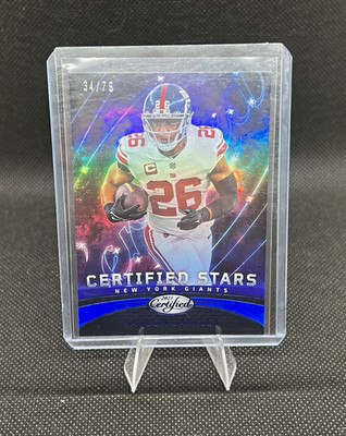 Panini 2023 Certified Stars Saquon Barkley CS-3 Mirror Blue 34/75 Giants