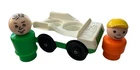 Fisher-Price Little People Vintage Green/White Two-Seat Car W/ Dad & Son Figures
