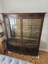 Antique Mahogany Bow Front Display Cabinet Glazed Doors Georgian Edwardian