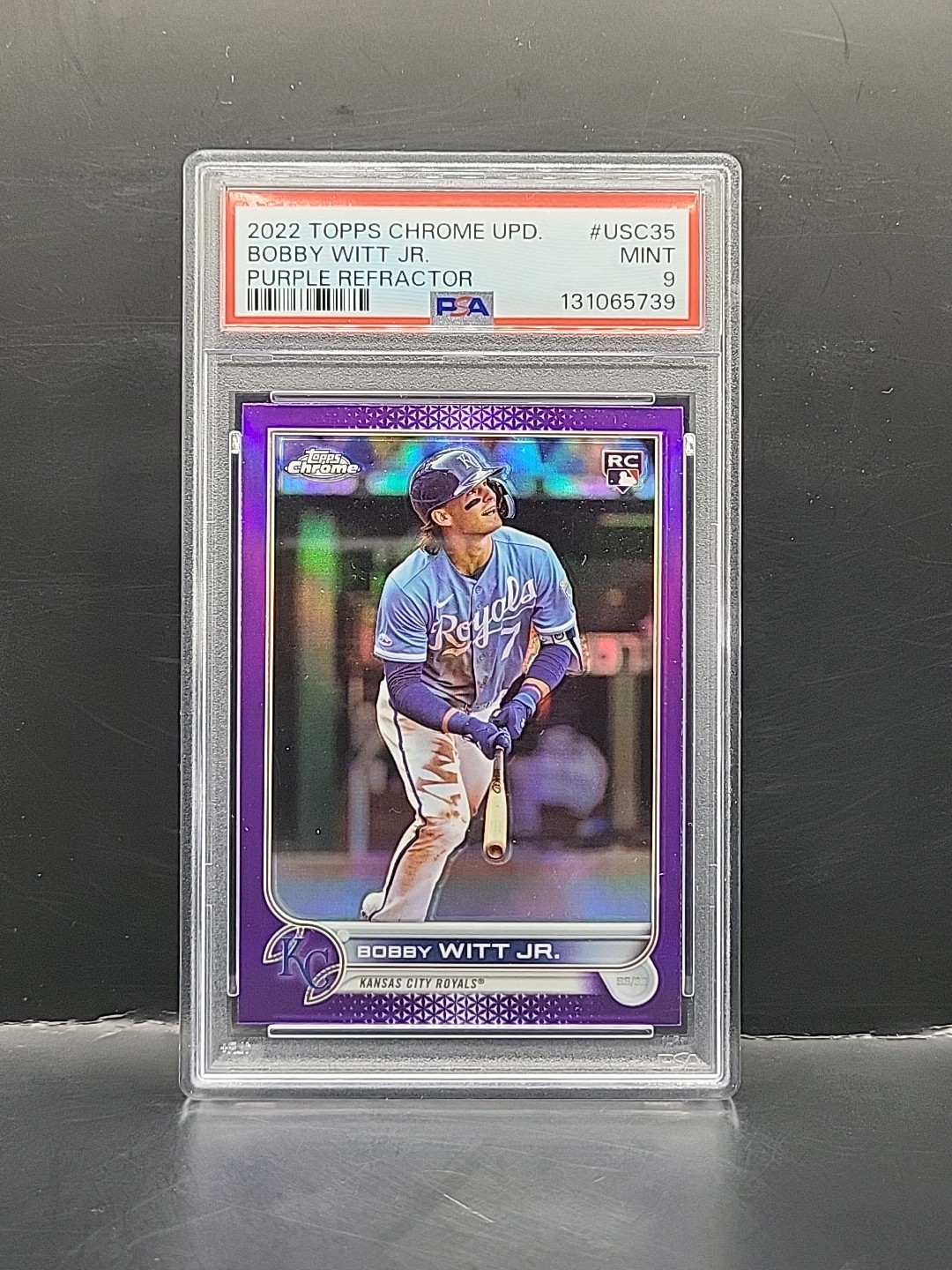 2022 Bobby Witt Jr Topps Chrome Update Purple Refractor Rookie #USC35 PSA 9 RC