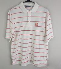 Ralph Lauren Polo Shirt Men's Medium White Short Sleeve Stretch Casual Striped