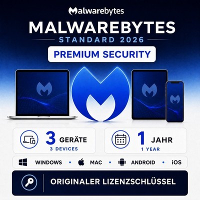 Malwarebytes Premium key 3 Geräte 1 Jahr PC Mac Android Schnelle Lieferung