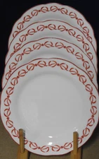 Red Bow Border Ceramic Appetizer Plates 7.5in Set of 4  Eaton Fine Dining NEW