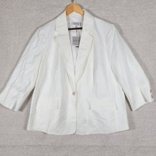 Kasper Woman White Linen Blend Single Button ...