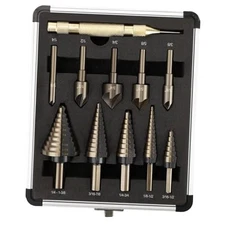 5 Pcs Step Drill Bit & 5 Pcs Countersink Drill Bit Set, Titanium High 11PC