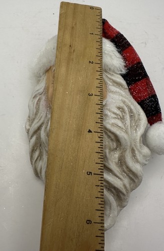 Christmas Santa Claus Ornament Wearing Red & Black Stocking Cap 6.5” - Picture 7 of 9