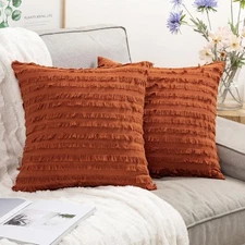 MIULEE Set of 2 Fall Decorative Boho Throw Pillow 18 x 18 (Pack 2), Rust 