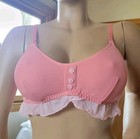 Knotty Xl Pink Waffle Knit Thermal Button Frill Bralette — photo 3