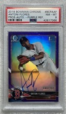 Antoni Flores  2018 Bowman Chrome 1st AUTO PURPLE Refractor /250 PSA 8 NM-MT