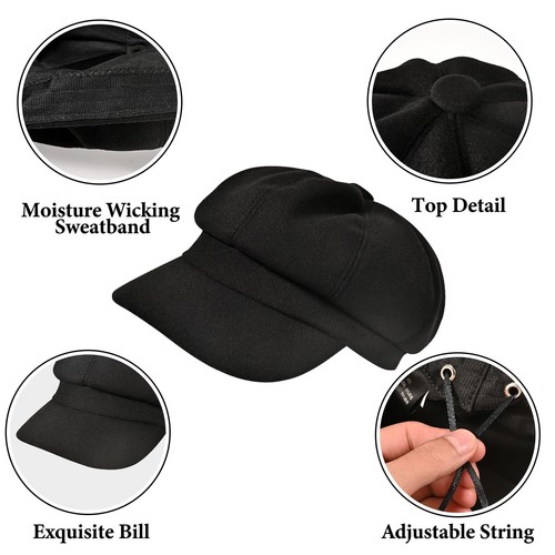 Damen Zeitungsjungen Hüte Herbst Wolle Cabbie Baskenmütze Tweed Mädchen Paperboy Mütze - Bild 3 von 6