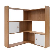 3 Tier Stretchable Wooden Open Bookshelf 2 Drawers Floor Standing Unit Log Colo