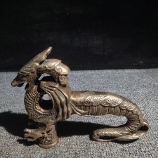 Brass Dragon Statue Walking Stick Cane Handle Top Head Topper Hand Grip Collect