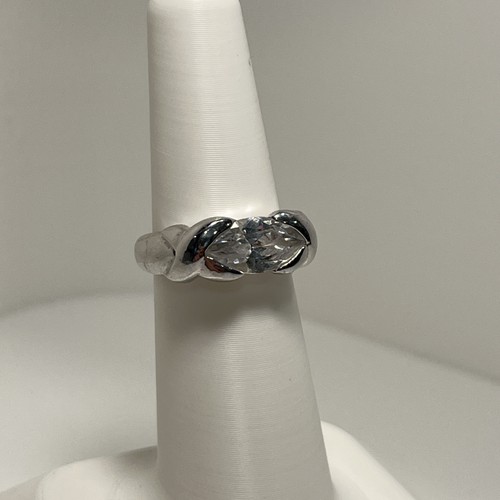 DESIGNER 925 STERLING SILVER OVAL CUT GLASS RING SIZE 5, 4.81gr