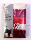 Ex M & S Ladies 5 Pack Cotton Polyamide Lycra Lace Full Briefs Knickers 12 to 24