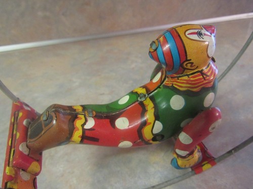 VINTAGE LINEMAR TIN MECHANICAL WIND UP HOOP CLOWN - Picture 9 of 14
