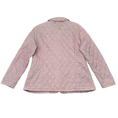 Barbour Jacket Women Size 12 Pink Quilted Snap Button Designer Casual Mid Weight - Picture 2 of 11