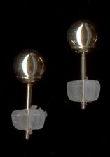 New 14K Fine Solid Yellow Gold 5mm Round Bead Ball Stud Earrings Hq