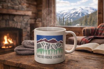 VTG 1990 Breckenridge CO Mountains Travel Souvenier Coffee Mug Cup