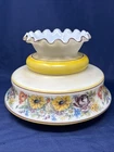 Vintage Milk Glass Ruffled Top Student Oil Lamp Shade FLORAL Flowers 7” Fitter