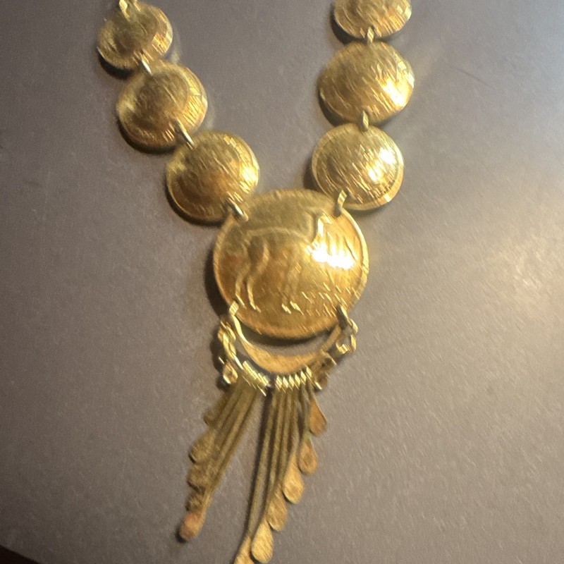Vintage Peruvian gold tone coin neclace