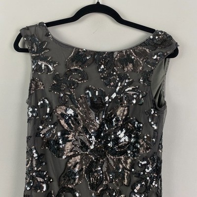 White House Black Market Gray Sequin Shift Mini Dress Size 2 Sleeveless |  eBay
