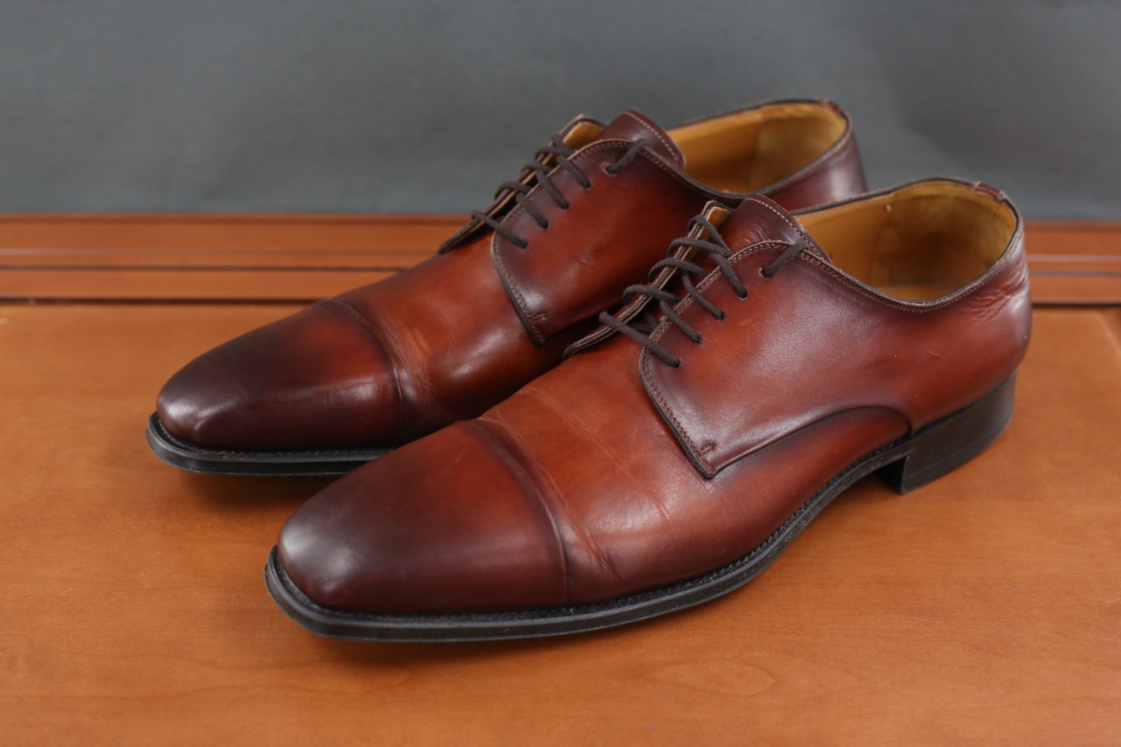 SAOLA Scarpe Magnanni Melrose uomo 13 pelle marrone stringate derby punta liscia brunita