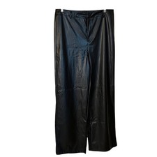 PRETTYLITTLETHING Black Faux Leather Wide Leg Pants Size 12