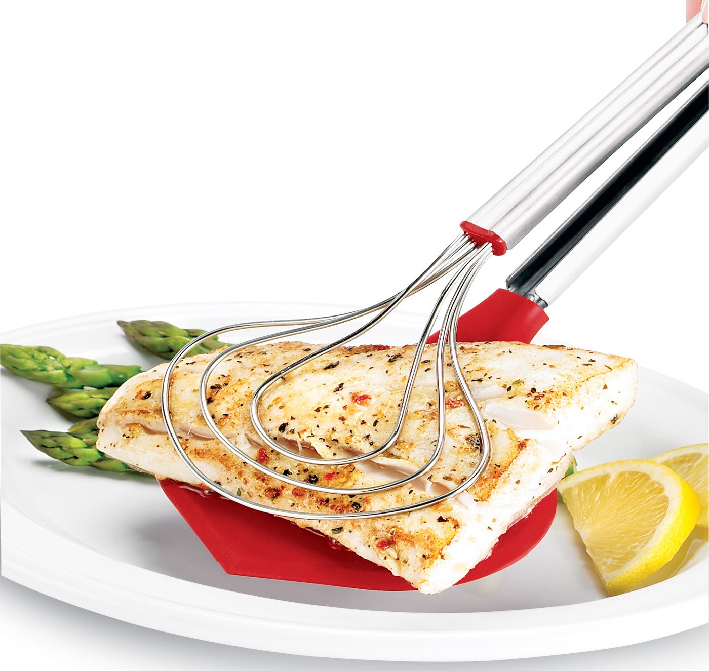 Cuisipro 13 Inch Fish Tongs Stainless Steel Silicone Locking Long Seafood