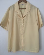 Vintage Damart Lemon Yellow Embroidered Blous...