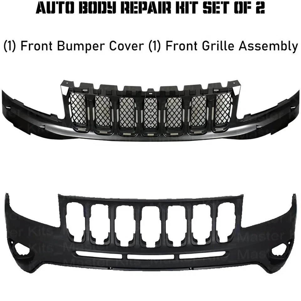 Front Bumper Cover Fascia & Grille Assembly Kit For 2011-2017 Jeep Compass - Image 2 of 4