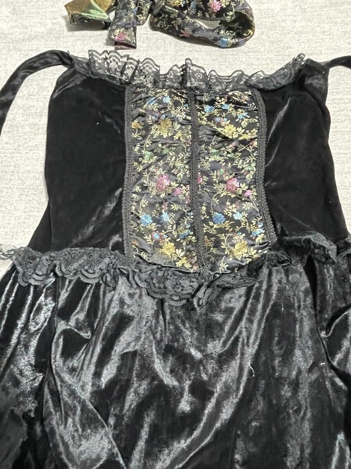 Disfraz Moulin Rouge Adulto Mujer Grande Halloween Terciopelo Negro Mini Vestido Cabaret Foto 3 de 4