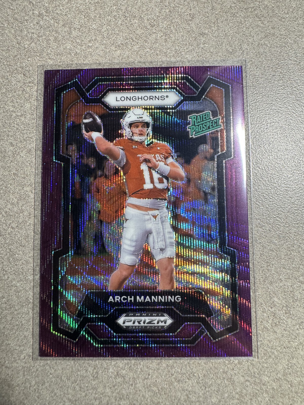 2024 Panini Prizm Draft Picks Rated Prospect Arch Manning 192 Purple Wave RC