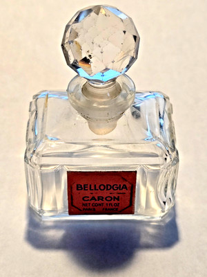 Bellodgia Caron Perfume Bottle Vintage Crystal, Emerald Cut #2014