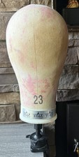 Vintage TMX 23" Canvas Wig Display Mannequin Head with Table Clamp 12" Tall