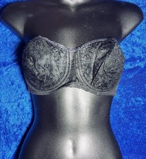 Vintage Playtex Magic Cling Bra 32c Black Strapless Underwire Pinup Lingerie