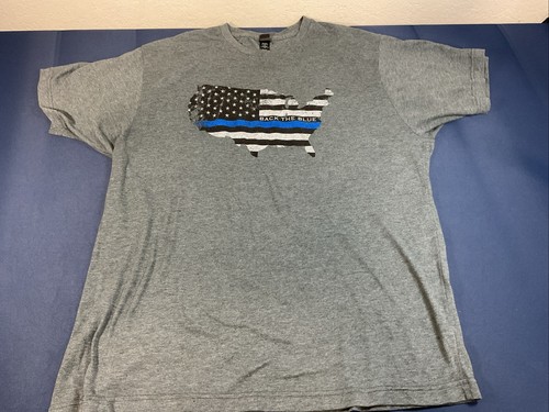 BACK THE BLUE THIN BLUE LINE FLAG T-SHIRT USA PATRIOTIC Men’s XL - Bild 1 von 4