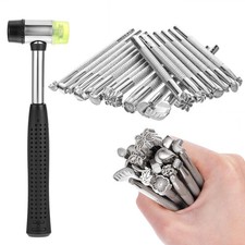 Leather Stamping Tools Kit Rubber Hammer 20 Special Shape Stamp Carving 21 PCS