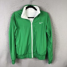 Nike Jacket Youth Medium Green Hooded Windbreaker Full Zip Track Swoosh Logo
